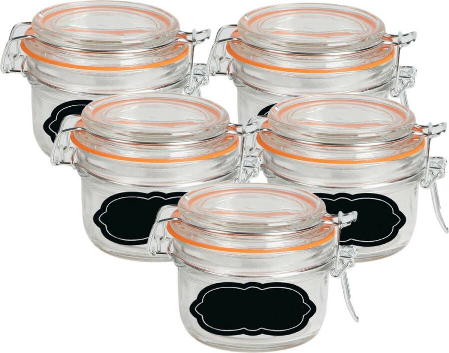 Urban Living Weckpot inmaakpot 10x 170 ml glas met beugelsluiting incl. etiketten Weckpotten