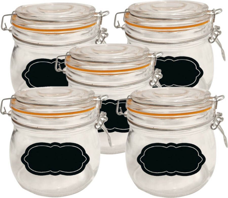 Urban Living Weckpot inmaakpot 10x 500 ml glas met beugelsluiting incl. etiketten Weckpotten