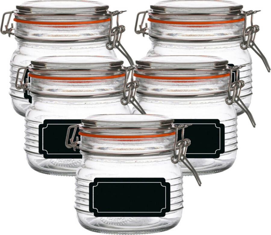 Urban Living Weckpot inmaakpot 10x 500 ml glas met beugelsluiting incl. etiketten Weckpotten