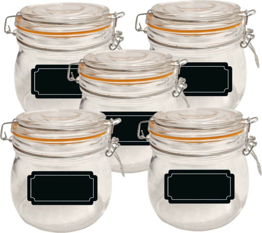 Urban Living Weckpot inmaakpot 10x 500 ml glas met beugelsluiting incl. etiketten Weckpotten