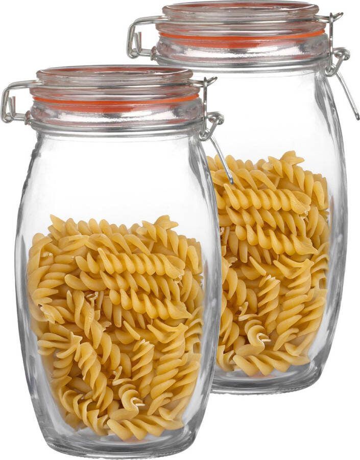 Urban Living Weckpot inmaakpot 2x 1.3L glas beugelsluiting D13 x H22 cm