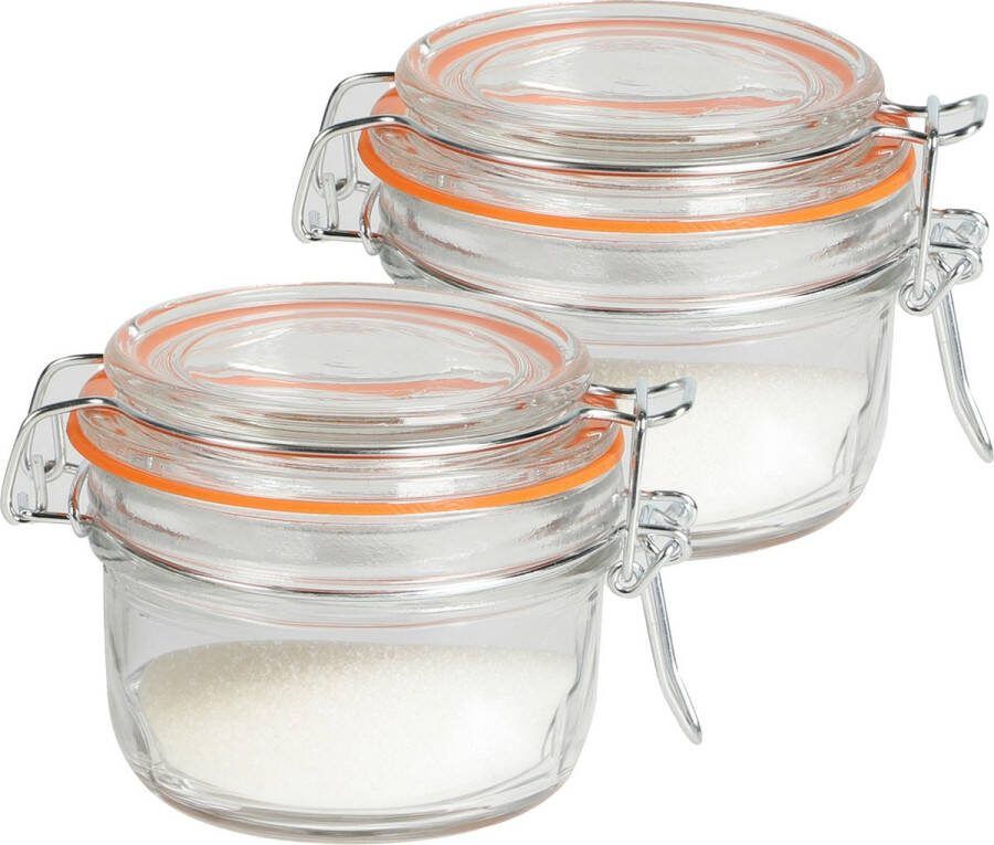 Urban Living Weckpot inmaakpot 2x 140 ml glas beugelsluiting D9 x H7 cm