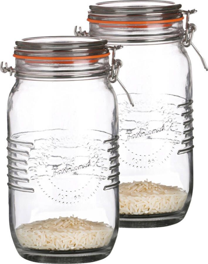 Urban Living Weckpot inmaakpot 2x 1.5L glas met beugelsluiting D14 x H22 cm