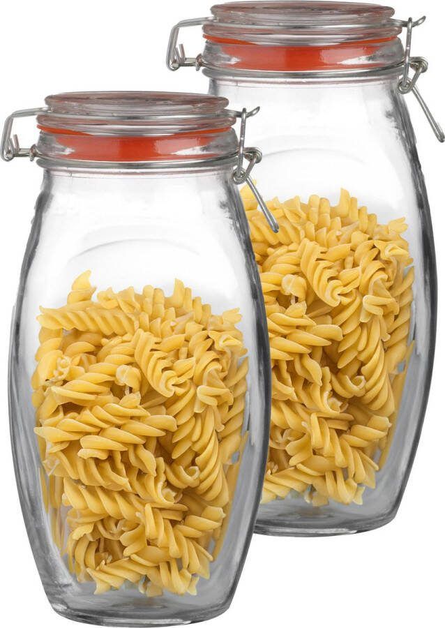 Urban Living Weckpot inmaakpot 2x 1.9L glas beugelsluiting D12 x H25 cm