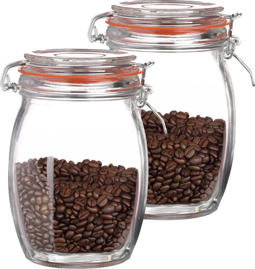 Urban Living Weckpot inmaakpot 2x 1L glas beugelsluiting D10 x H17 cm