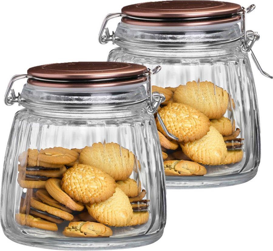 Urban Living Weckpot inmaakpot 2x 1L glas beugelsluiting koperen deksel