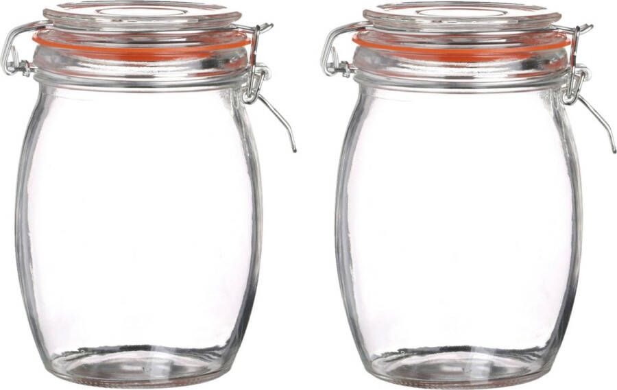 Urban Living Weckpot inmaakpot 2x 1L glas met beugelsluiting D10 x H17 cm Weckpotten