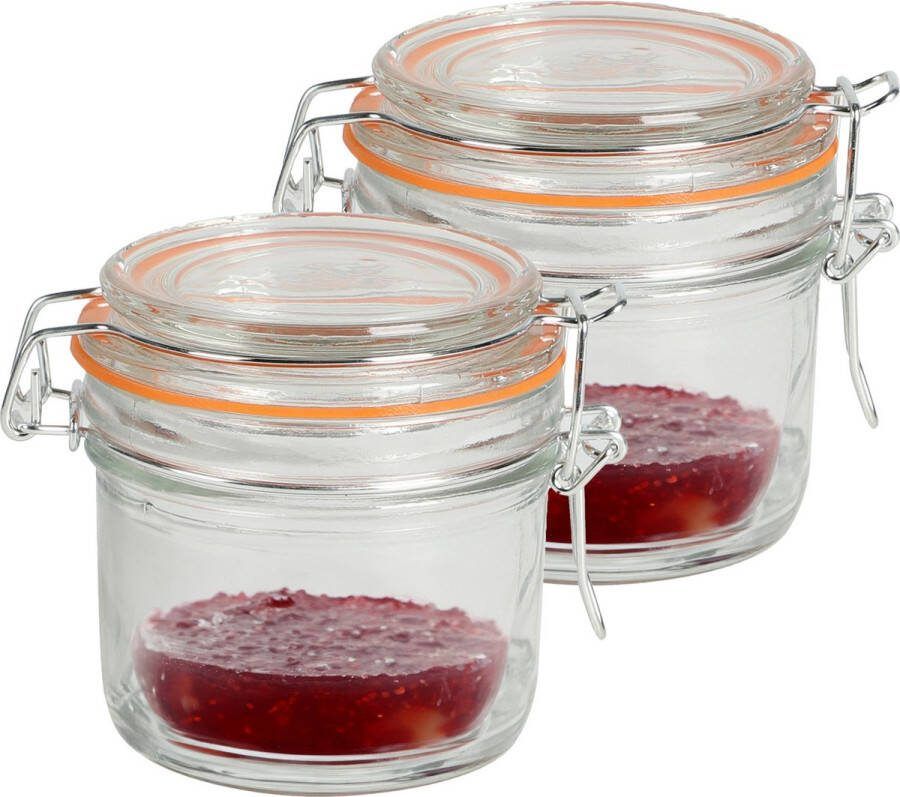 Urban Living Weckpot inmaakpot 2x 200 ml glas beugelsluiting D8.5 x H8.5 cm