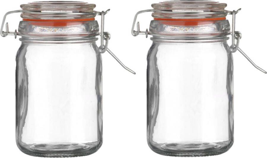 Urban Living Weckpot inmaakpot 2x 250 ml glas met beugelsluiting D7 x H12 cm Weckpotten