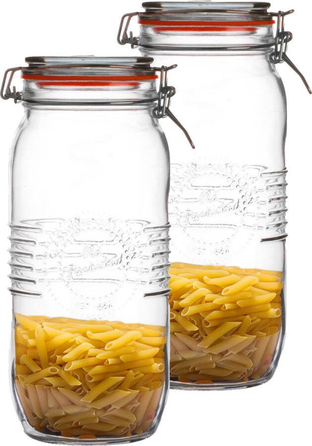 Urban Living Weckpot inmaakpot 2x 2L glas met beugelsluiting D14 x H27 cm