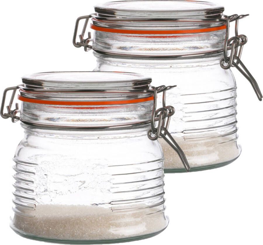 Urban Living Weckpot inmaakpot 2x 500 ml glas met beugelsluiting D11 x H11 cm