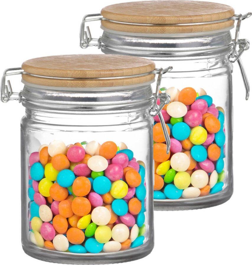 Urban Living Weckpot inmaakpot 2x 700 ml glas met beugelsluiting bamboe deksel
