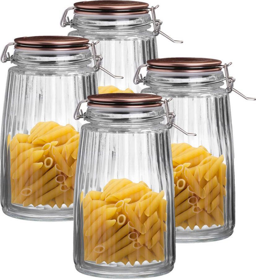 Urban Living Weckpot inmaakpot 4x 1 8L glas beugelsluiting koperen deksel
