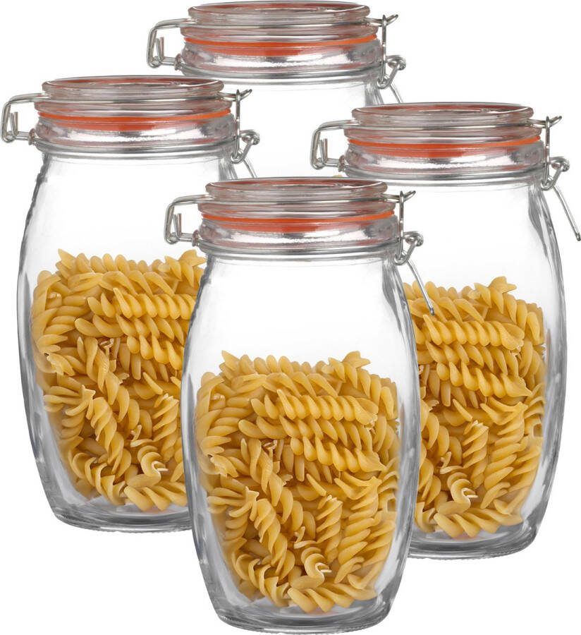 Urban Living Weckpot inmaakpot 4x 1.3L glas beugelsluiting D13 x H22 cm