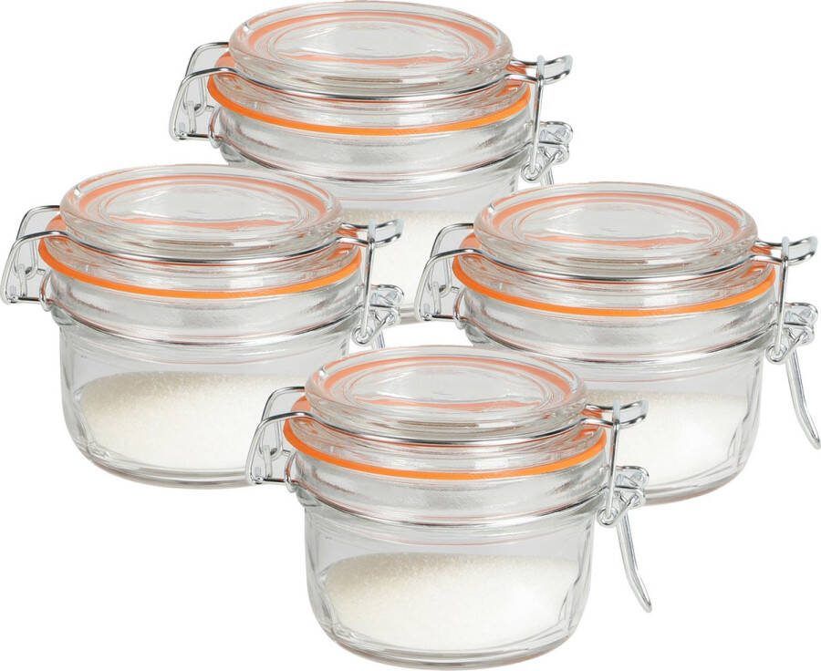 Urban Living Weckpot inmaakpot 4x 140 ml glas beugelsluiting D9 x H7 cm