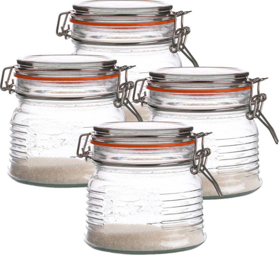 Urban Living Weckpot inmaakpot 4x 500 ml glas met beugelsluiting D11 x H11 cm