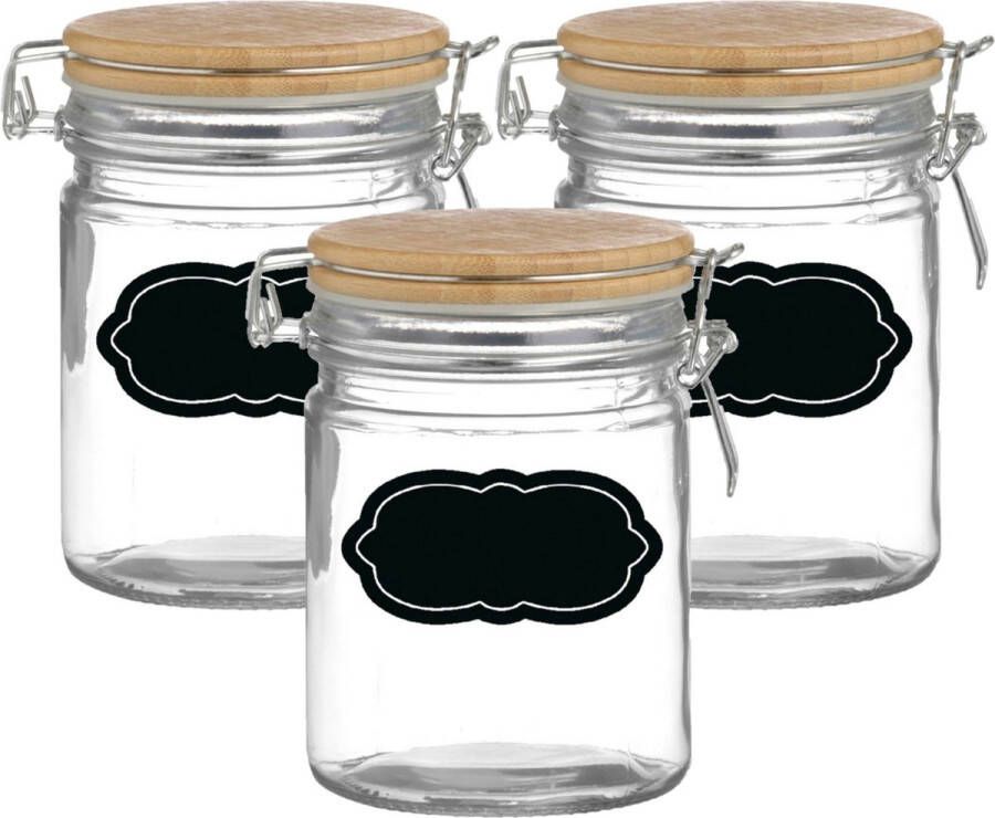 Urban Living Weckpot inmaakpot 4x 700 ml glas met beugelsluiting incl. etiketten Weckpotten