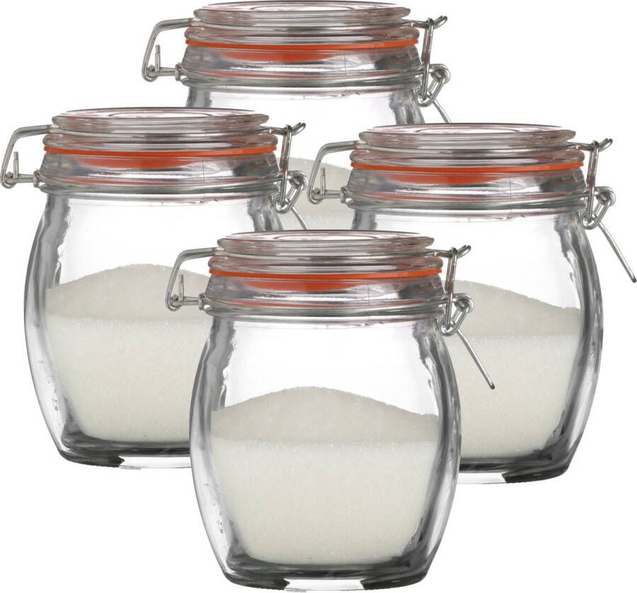 Urban Living Weckpot inmaakpot 4x 750 ml glas met beugelsluiting D11 x H14 cm