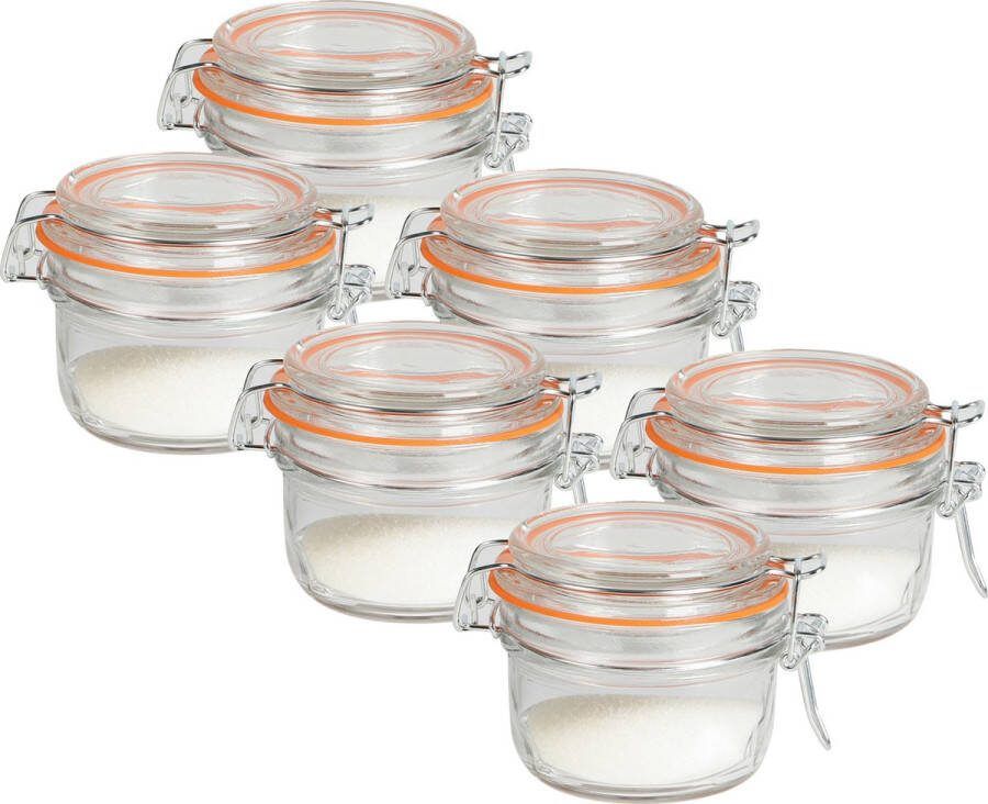 Urban Living Weckpot inmaakpot 6x 140 ml glas beugelsluiting D9 x H7 cm