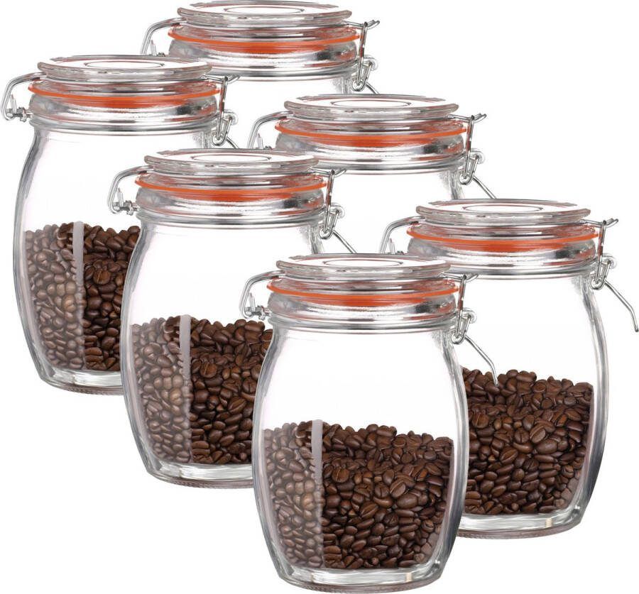 Urban Living Weckpot inmaakpot 6x 1L glas beugelsluiting D10 x H17 cm