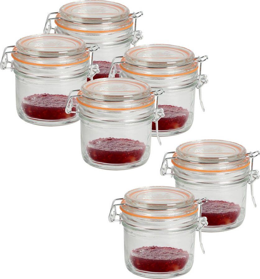 Urban Living Weckpot inmaakpot 6x 200 ml glas beugelsluiting D8.5 x H8.5 cm