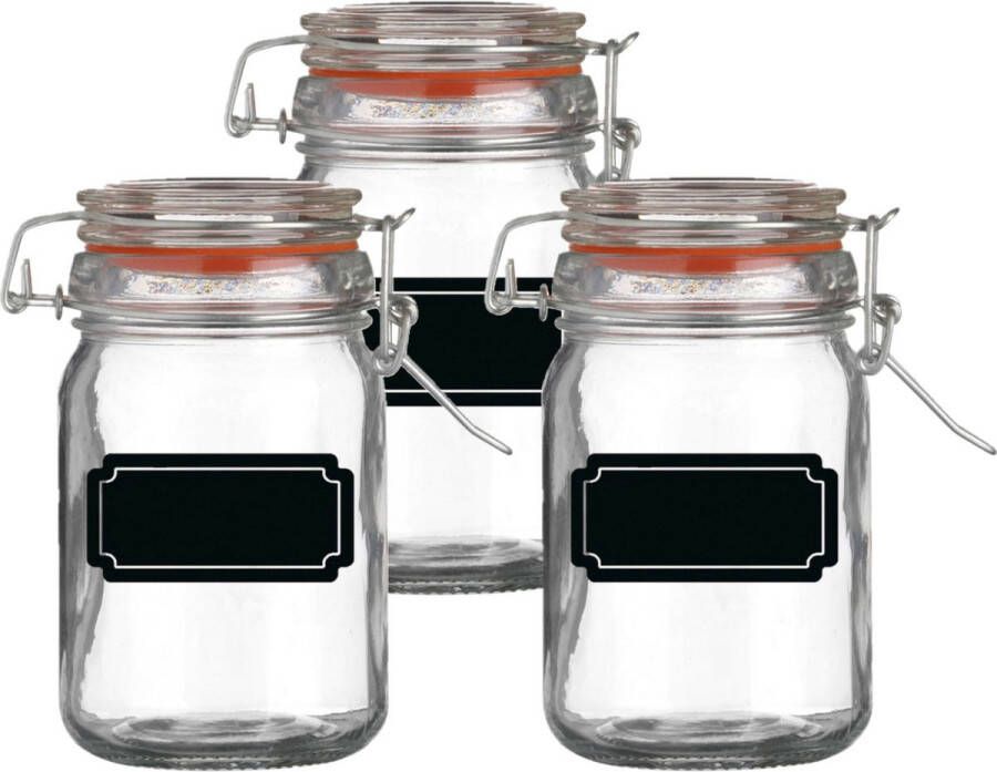 Urban Living Weckpot inmaakpot 6x 250 ml glas met beugelsluiting incl. etiketten Weckpotten