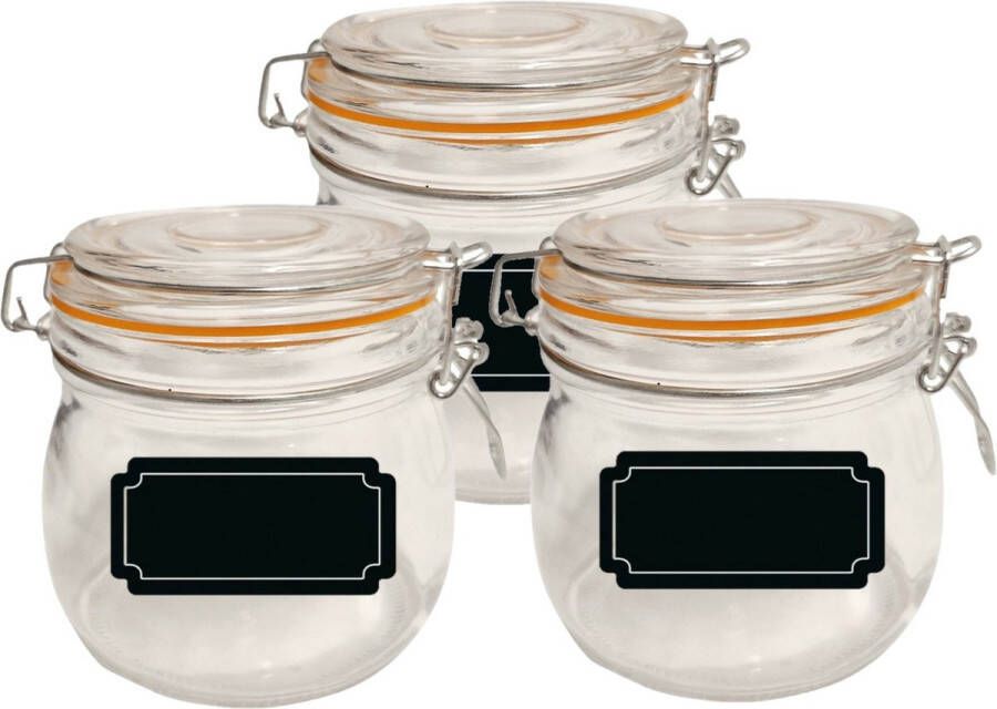 Urban Living Weckpot inmaakpot 6x 500 ml glas met beugelsluiting incl. etiketten Weckpotten