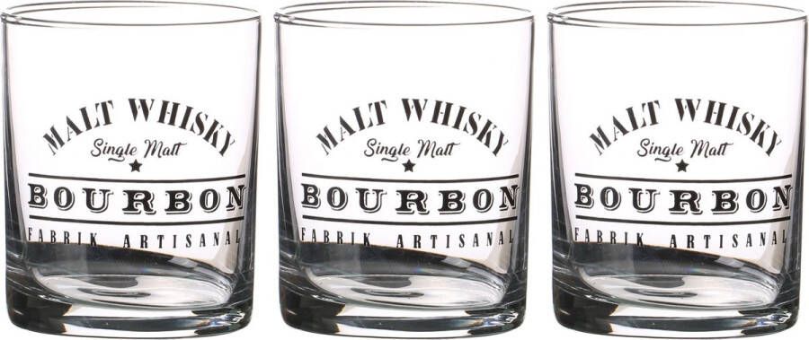 Urban Living whiskey water drinkglazen Comptoir gedecoreerd glas 3x stuks 280 ml Whiskeyglazen