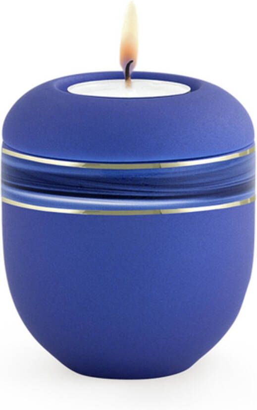 UrnExpert Mini urn met herdenkingslicht blauw golfdecor mini-urnen mini urnen voor mensen mini urn voor as volwassen kleine urne voor as mens mini urn waxinelichthouder mini-urnen met kaarsje