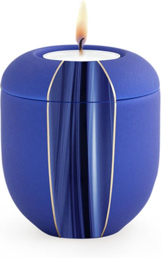 UrnExpert Mini urn met herdenkingslicht blauw golven mini-urnen mini urnen voor mensen mini urn voor as volwassen kleine urne voor as mens mini urn waxinelichthouder mini-urnen met kaarsje