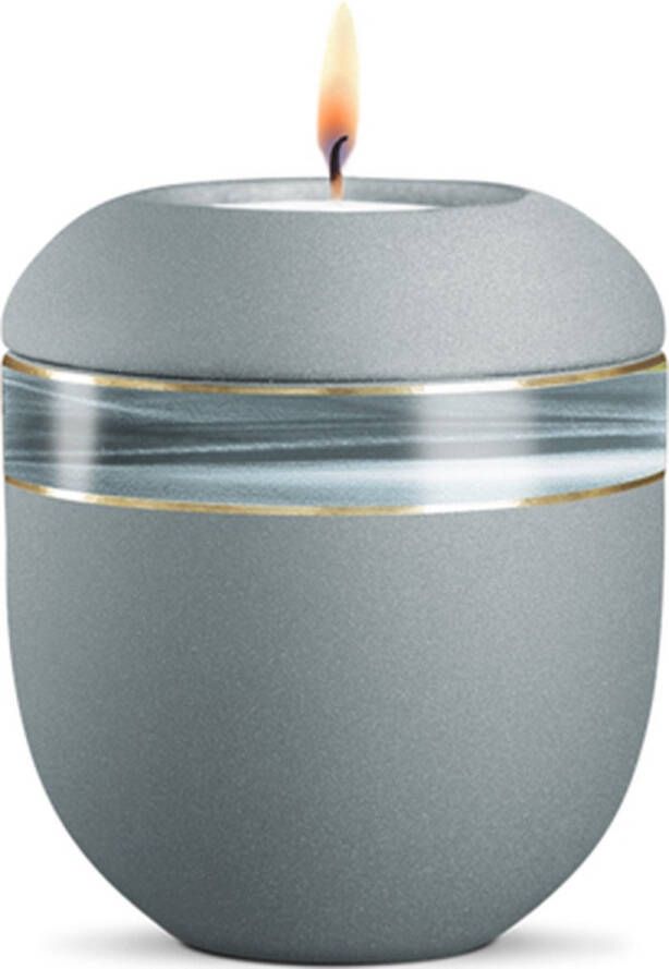 UrnExpert Mini urn met herdenkingslicht blauw met golfdecoratie mini-urnen mini urnen voor mensen mini urn voor as volwassen kleine urne voor as mens mini urn waxinelichthouder mini-urnen met kaarsje