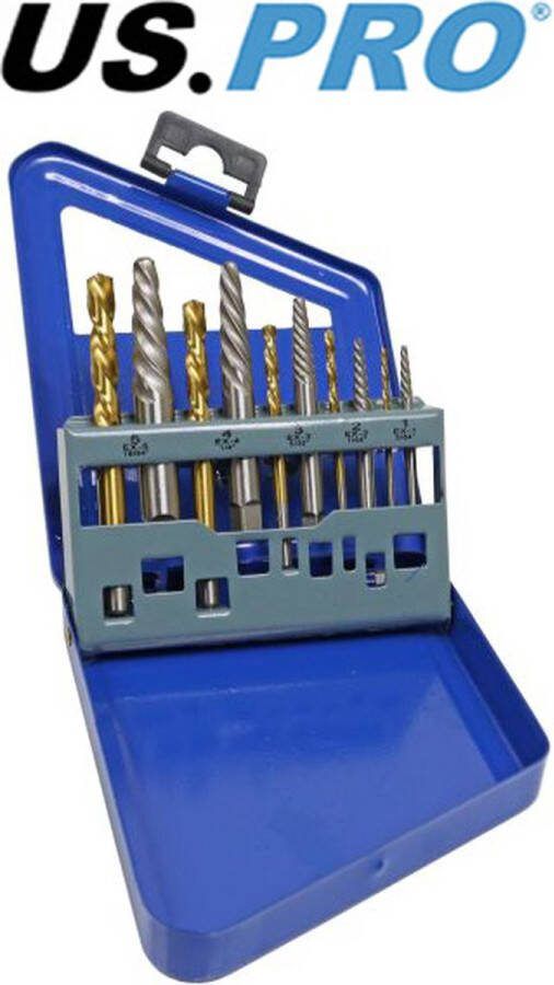 US.PRO Tools by Bergen Bout verwijder set Linkse tap set met links draaiende HSS-G boren 10-delig