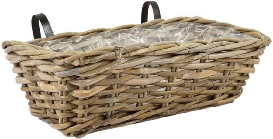 USTT Balkonbak Kubu Rotan Plantenbak Balkonmand Gevlochten Rieten Mand Balkon Plantenbak 43x23x15cm Bloempot Bloembak Balkon