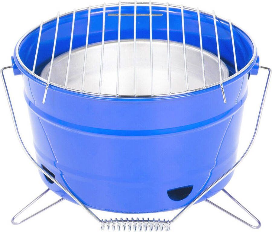 Uten Draagbare Barbecue tafel bbq Tafelbarbecue houtskool Smoker mini barbecue Houtskoolbarbecues Camping barbecues BBQ Grill Tafelbarbecues Emmer barbeque Grilloppervlak (L x B) 27.5 x 27.5 cm Blauw