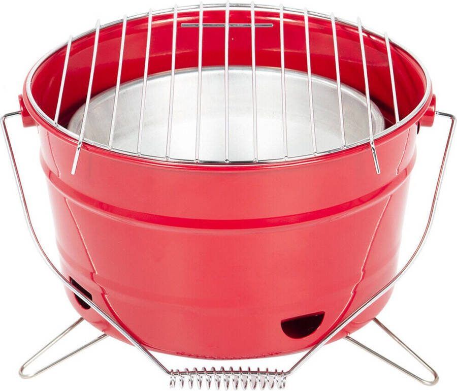Uten Draagbare Barbecue tafel bbq Tafelbarbecue houtskool Smoker mini barbecue Houtskoolbarbecues Camping barbecues BBQ Grill Tafelbarbecues Emmer barbeque Grilloppervlak (L x B) 27.5 x 27.5 cm Rood