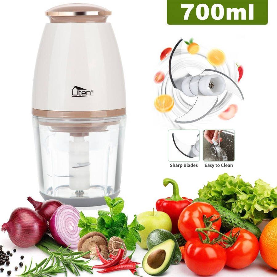 Uten Hakmolen Elektrisch FP126G Hakmolens met glazen kom (0.7 liter) IJscrusher met pulse functie Vaatwasserbestendig Food chopper 4 messen 300W