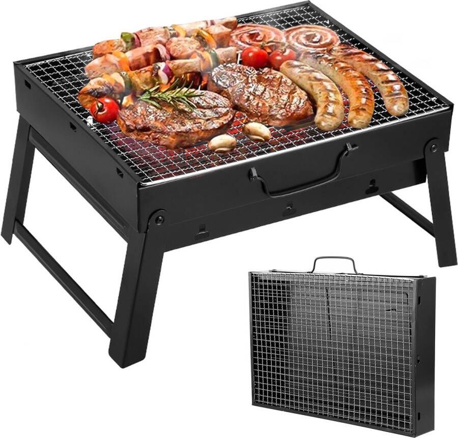 Uten Opvouwbare tafel bbq Tafelbarbecue houtskool Smoker mini barbecue Houtskoolbarbecues Camping barbecues BBQ Grill Barbeque Tafelbarbecues Grilloppervlak (L x B) 43.3 x 29.5 cm (2 stijl A)