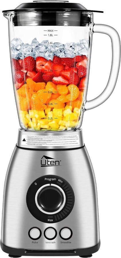 Uten Power Blender Serie SL-A01P-2 Blender 1800 Watt 2 Liter Smoothie Maker 3 automatische programma's 18 snelheden Glazen Kan RVS Zwart