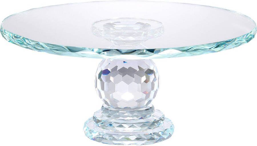 Uten Taartplateau met voet Taartplateau Draaibaar Taartschaal Taartstandaard Diameter 27 cm Voor decoratie en presenteren Kristallen glas B-Stijl