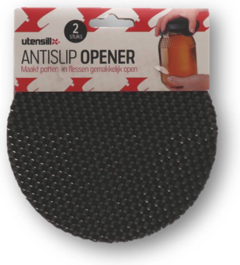 Utensill Antislip Opener Twist off Antislip 2 stuks Zwart Maakt potten en flessen gemakkelijk open.