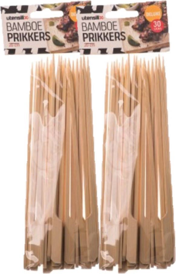 Utensill Bamboe prikkers 2x bamboe prikkers Deluxe bamboe prikkers 60 stuks 20 cm Bamboe Sate prikkers Tapas prikkers Kip prikkers Fruitspiesjes Bamboe prikkers 60 stuks