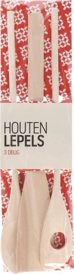 Utensill Lepelset hout 3 delig Set van 3 verschillende houten pollepels