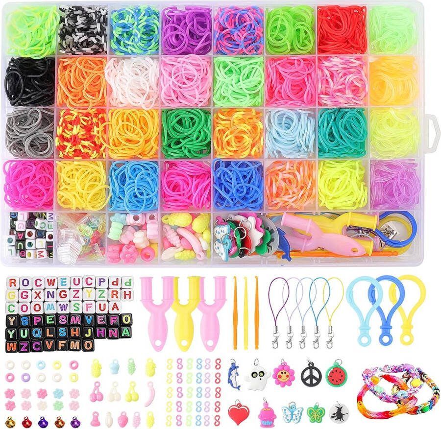 UUlioyer CLORD Creatief Plezier: 2200+ Rubberen Lussen en 32 Kleuren Complete DIY Bandenset voor Kinderen! Perfect Geschenk voor Jongens en Meisjes Armband Loom Knutselset (40 Vakken)