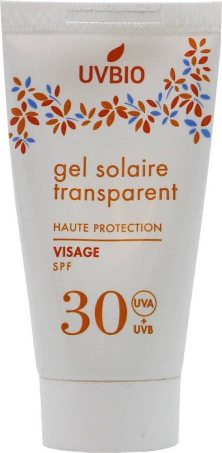 UVBIO Zonbescherming Sunscreen Gel SPF30 Biologisch Waterproof Gezicht 30ml