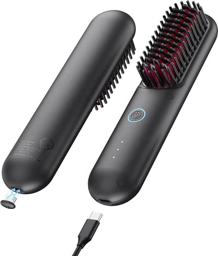 Uzzy M.F Draadloze Stijlborstel Keramisch ionen technologie Usb oplaadbaar Stijl borstel Warmte borstel Brush Stijl kam Elektrische haarborstel