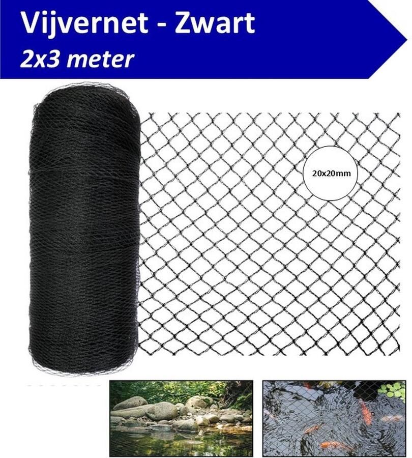 V&F Vijvernet 2x3m zwart Vijvernet Fijnmazig Afdeknet Vijver net Vijver afdeknet