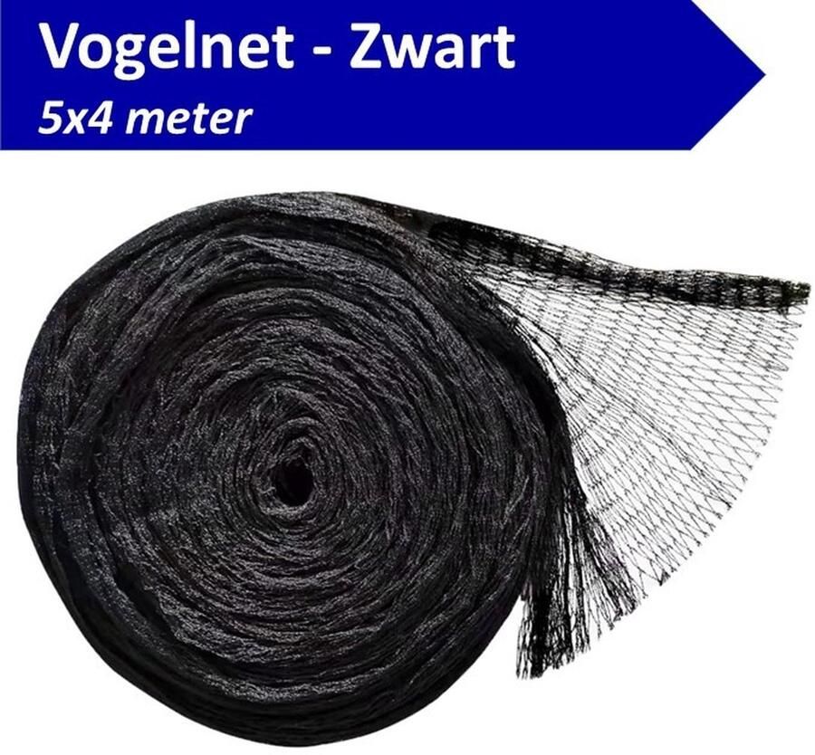 V&F vogelnet 5x4m zwart Vogelgaas Vogelnet zwart Vogel Net Anti Vogelnet Tuinnet volieregaas