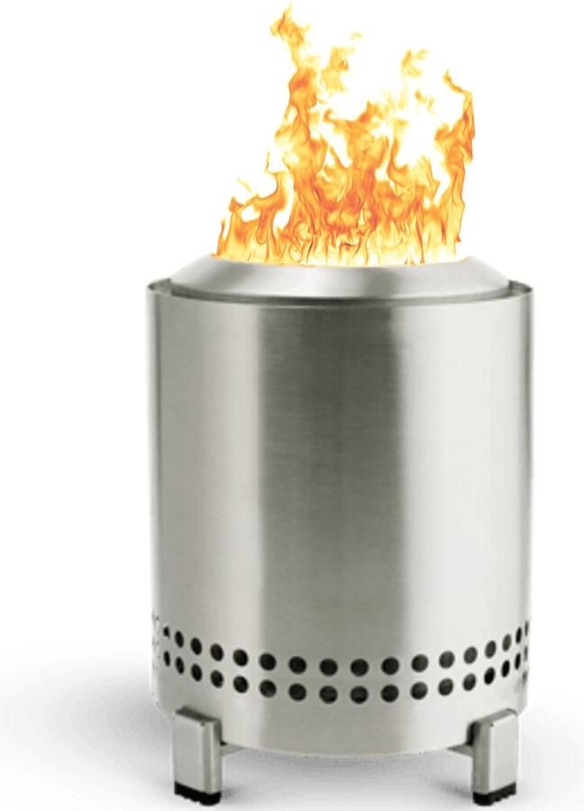 V&M CozyFlame Tafelhaard voor Buiten Tuinhaard buiten Tafelhaard Buiten Ø 16.5 cm H 19 cm Pelletkorrels Hout Zilver