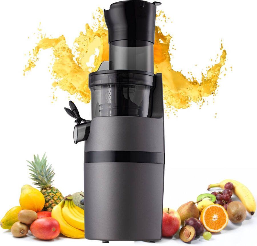 V&M Healthy Slowjuicer 800 ml sapbeker BPA vrij Brede XL 78mm invoer Antraciet