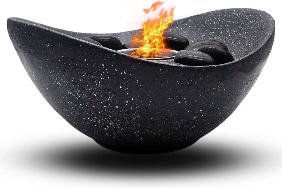 V&M Home Bio Ethanol Tafelhaard voor Binnen & Buiten Sfeermaker Kerstcadeau Luxe Schaalvorm Antraciet